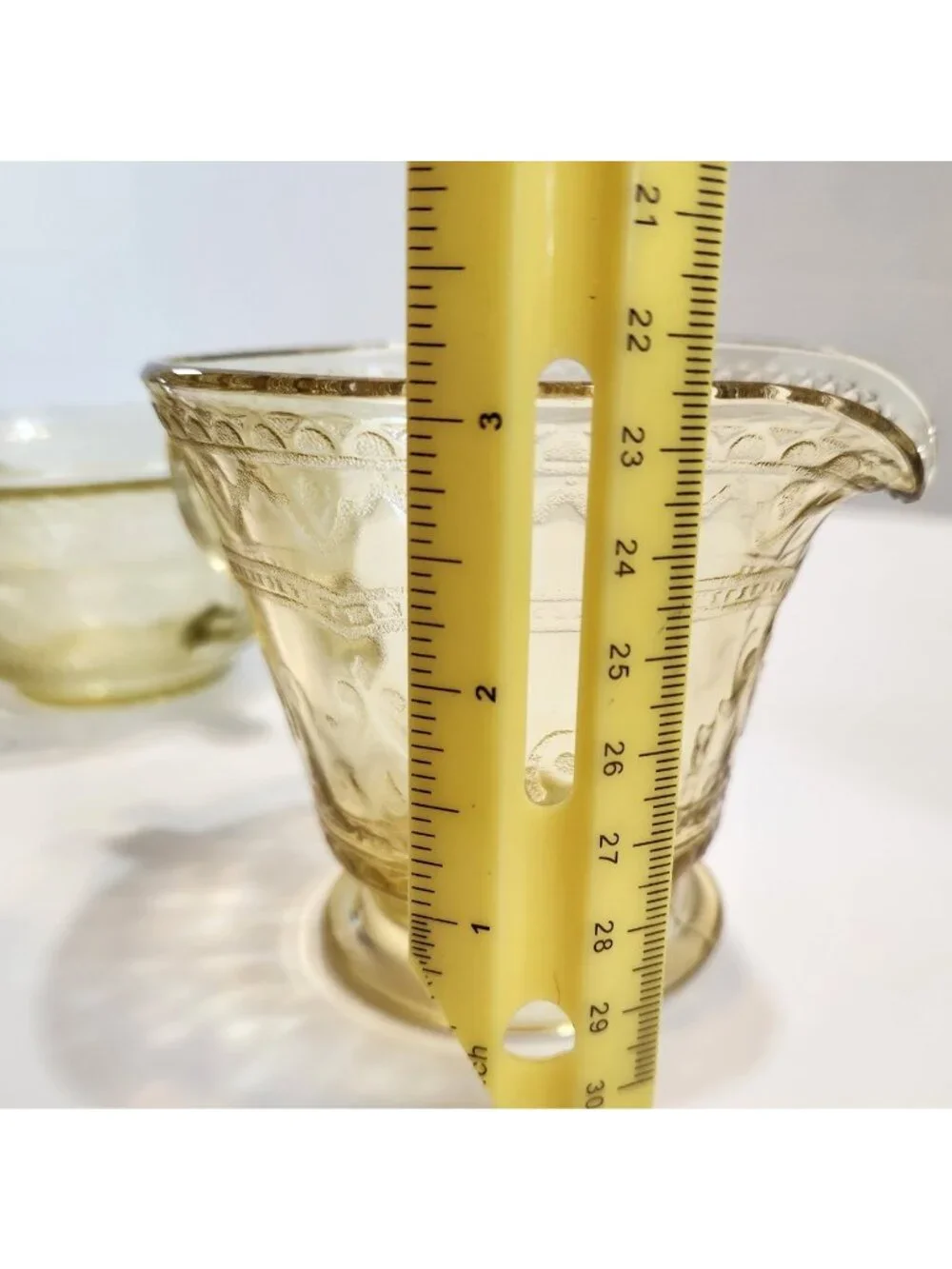Federal Yellow/Amber Depression Glass Creamer & Open Sugar Set - Patrician  READ